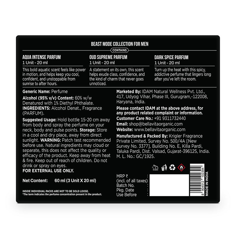 Beast Mode Perfume Gift Set for Men | 12 hr+ long lasting | 3 x 20ml