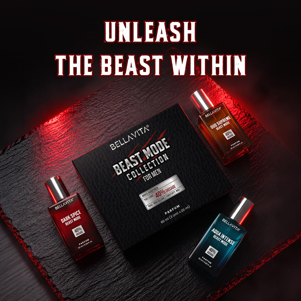 Beast Mode Perfume Gift Set for Men | 12 hr+ long lasting | 3 x 20ml