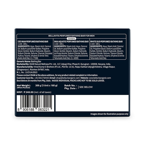 Perfumed Bathing Bar (Soaps) For Men - 3 x 100g