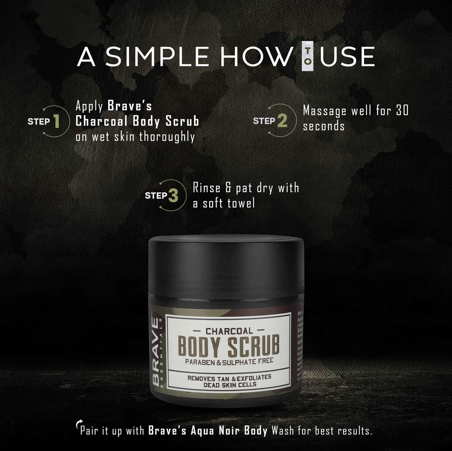 Brave Essentials - Charcoal Body Scrub - 100gm