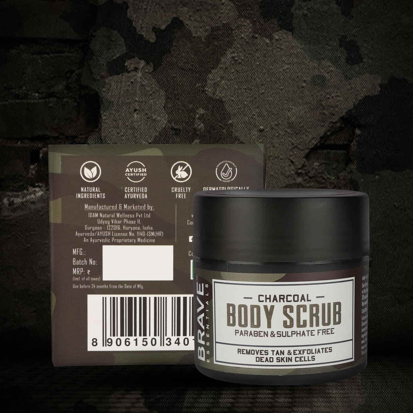Brave Essentials - Charcoal Body Scrub - 100gm