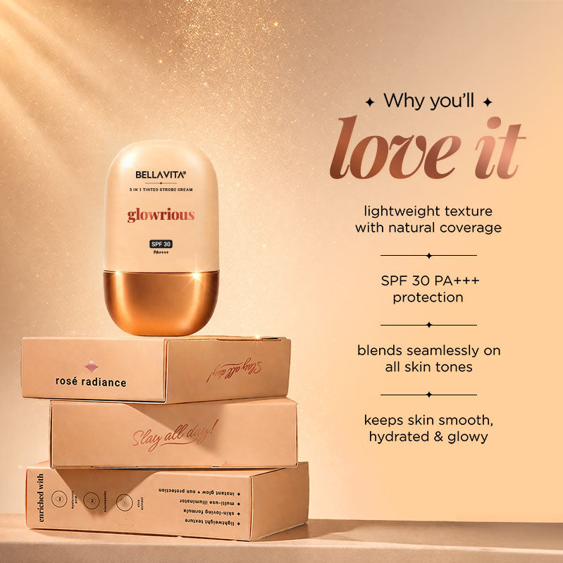 Bellavita Glowrious 3-in-1 Tinted Strobe Cream with SPF 30 PA++++ | 30 ml
