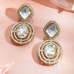 American Diamond Zirconia Gold Drop Earrings