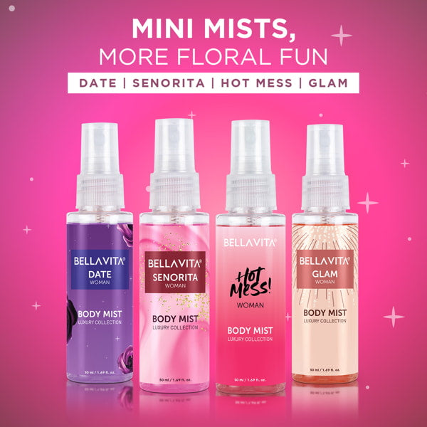 Body Mist Travel-Size Gift Set: Best Body Mist for Women - 4 x 50ml I ...