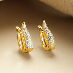 Crystal Gold Toned Huggie Earrings
