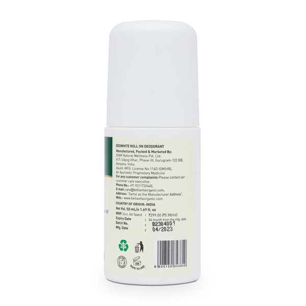 Deo White Natural Roll On Deodorant For Women - 50ml