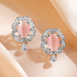 Elegant Shine Pink Drop Earrings