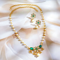 Radiant Green Kundan Pearl Necklace Set