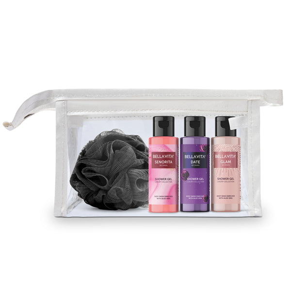 Shower Gel Trial Kit for Women | Body Wash Pack with Free Loofah Pouch ...