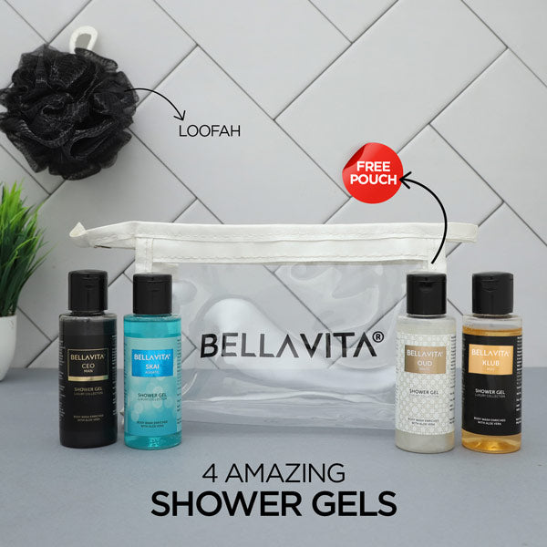 Buy Shower Gel Minis for Travel I Free Loofahwith Set of 4 Body Wash I Bella Vita
