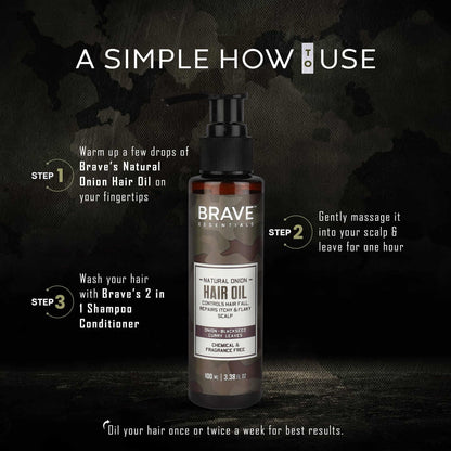 Brave Essentials - Natural Onion Hair Oil - 100ml