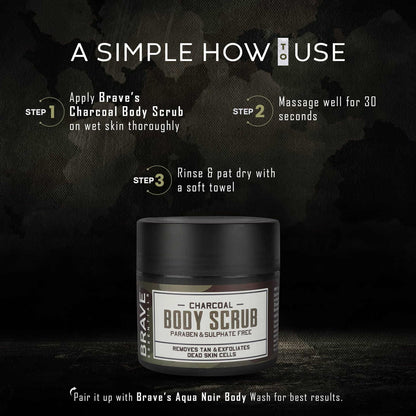 Brave Essentials - Charcoal Body Scrub - 100gm