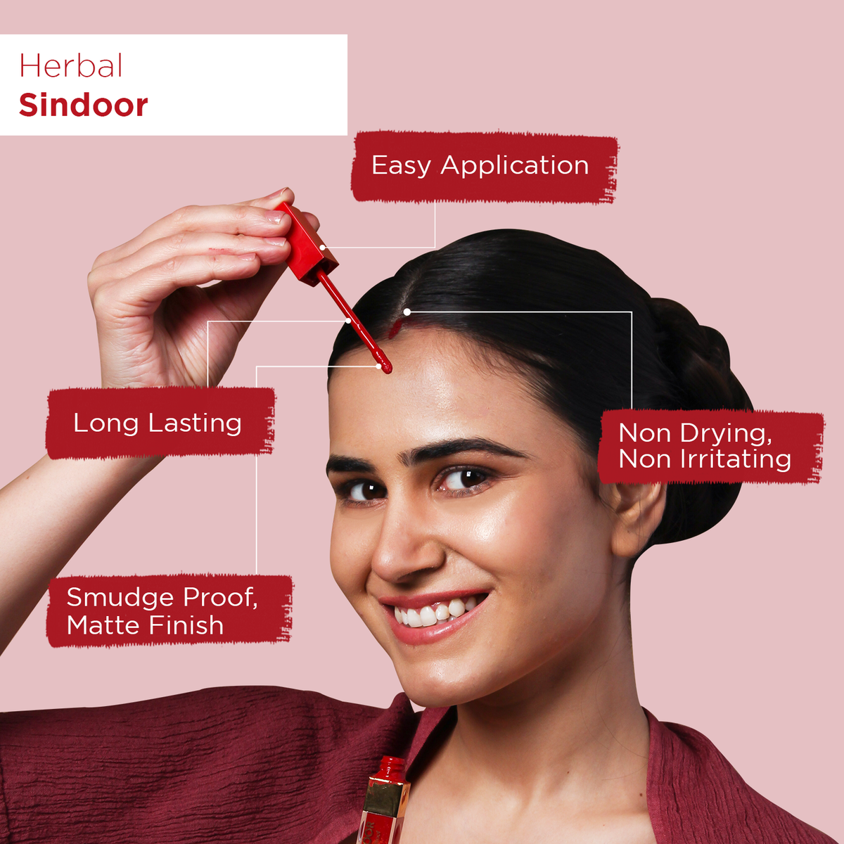 Natural Red Herbal Sindoor | Smudge-Proof And Long Lasting Herbal ...