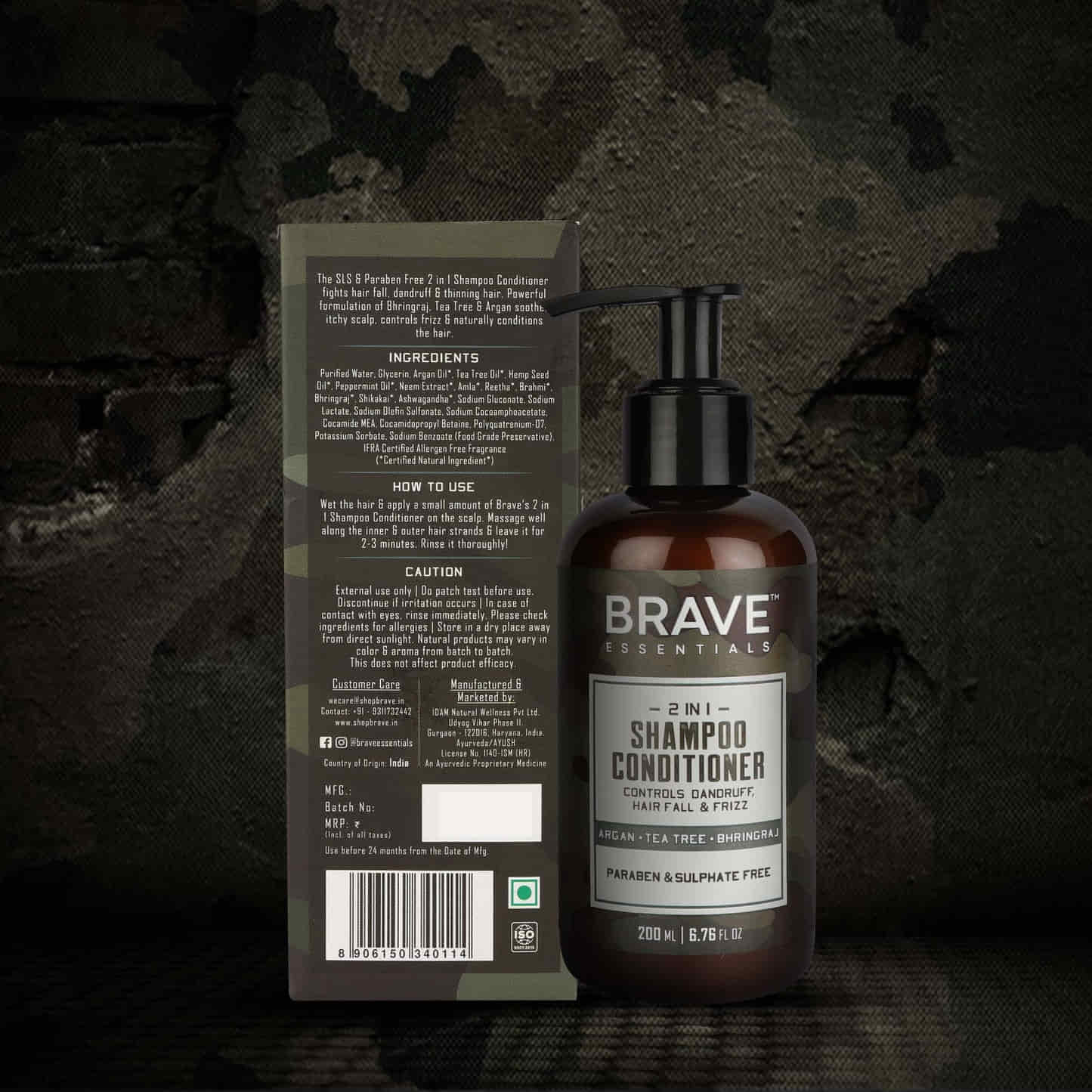 Brave Essentials - 2 in 1 Shampoo Conditioner, 200ml