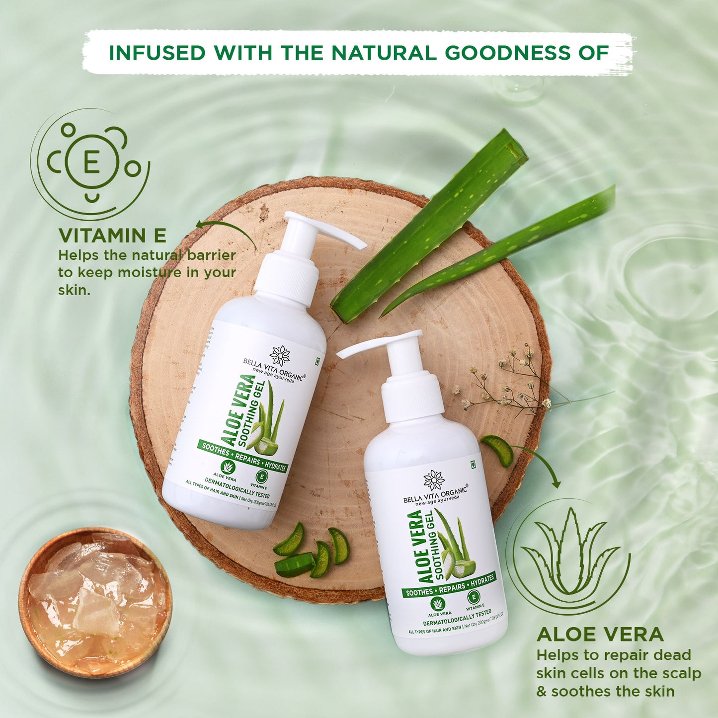 Aloe Vera Soothing Gel for Skin & Hair, 200gm