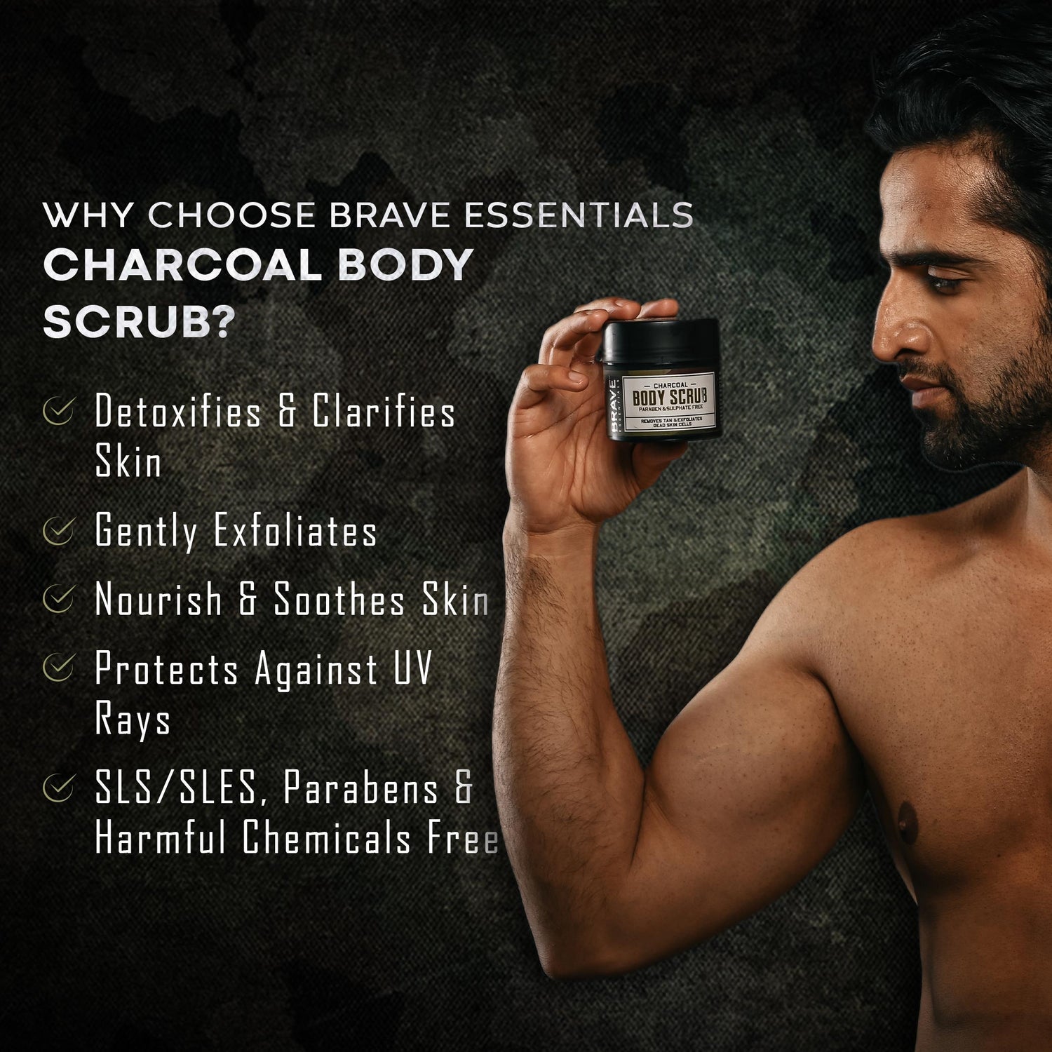 Brave Essentials - Charcoal Body Scrub - 100gm