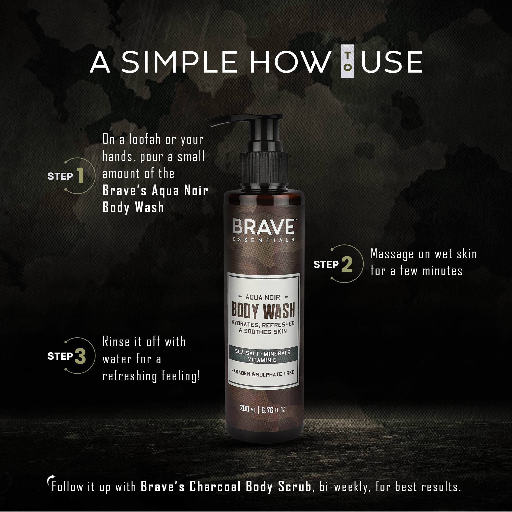 Brave Essentials - Aqua Noir Body Wash - 200ml