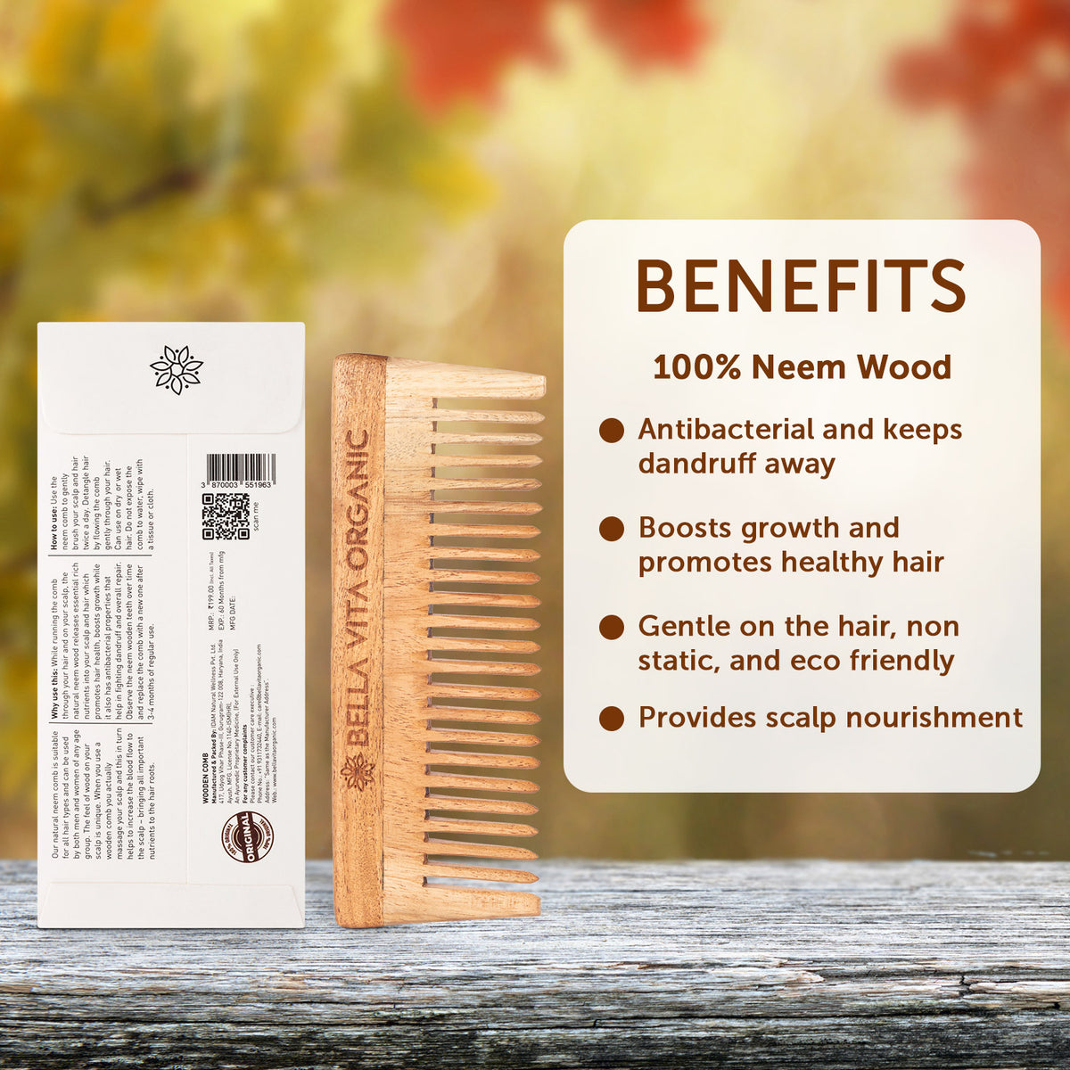 Buy Best Neem Wood Comb Online in India Under ₹200 I BellaVita