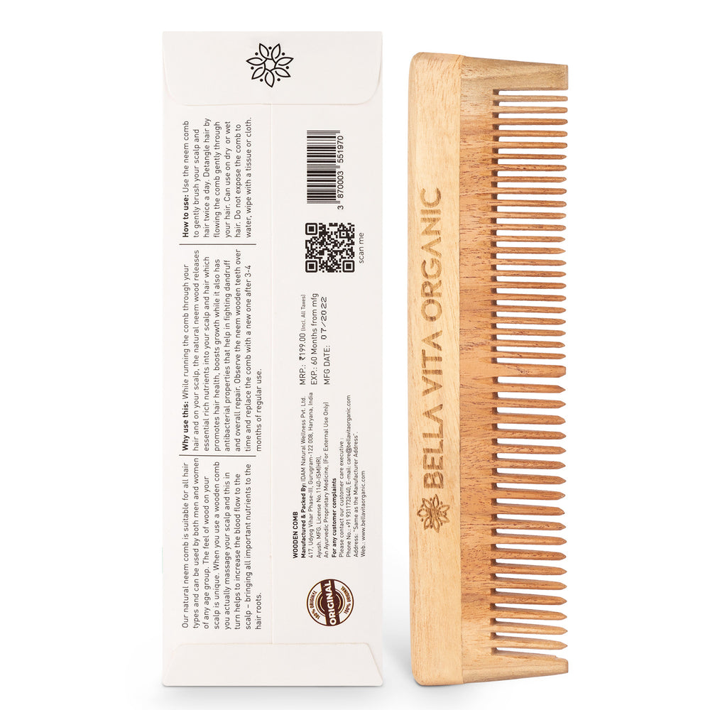 Neem Wooden Dual Tooth Comb