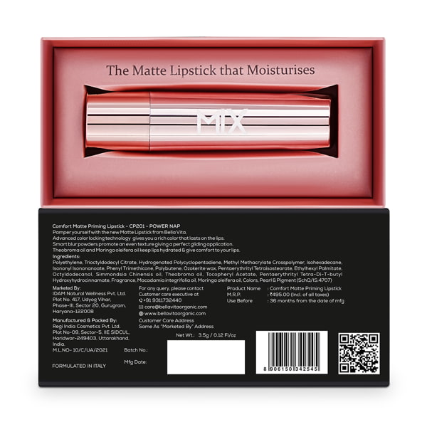 Comfort Matte Priming Lipstick - Power Nap - 3.5gm